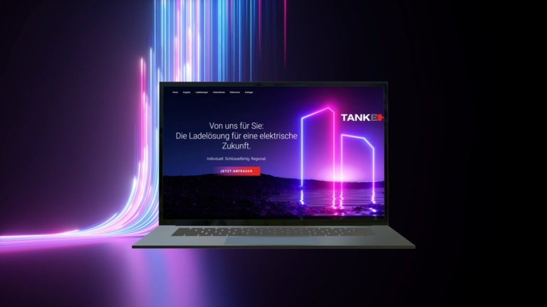 Mockup Laptop: Startseite der neuen TankE Website